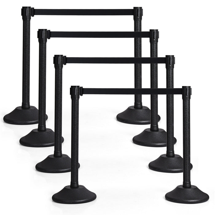 Polished Steel Set - 6-Piece Black Queue Rope Barrier - Ideal for Crowd Control and Event Organization