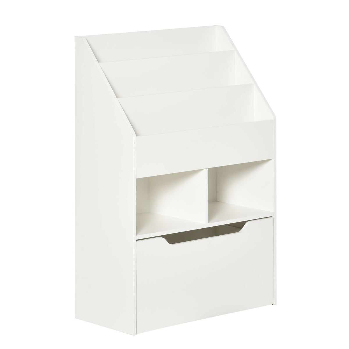 Kids Bookshelf and Toy Storage - Multifunctional Shelf with Drawer and Wheels - Ideal for Playroom Organization and Space Saving