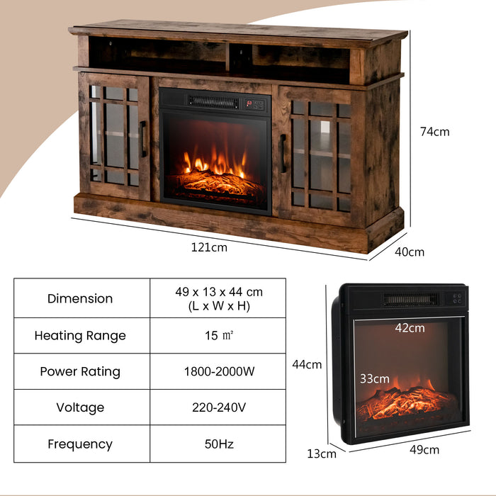 Black Fireplace TV Stand with 2000w Electric Insert - Modern Heat Producer and Media Storage - Ideal for Cozy Homes and Remote Control Convenience