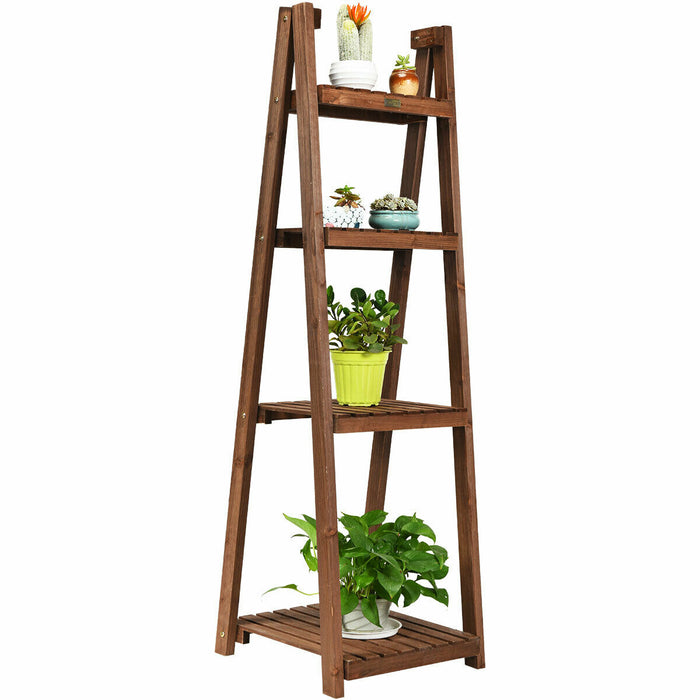 Wooden 4-Tier Folding Stand - Plant and Display Stand, Space-Saving Design - Ideal for Indoor and Outdoor Use, Plant Display Solution