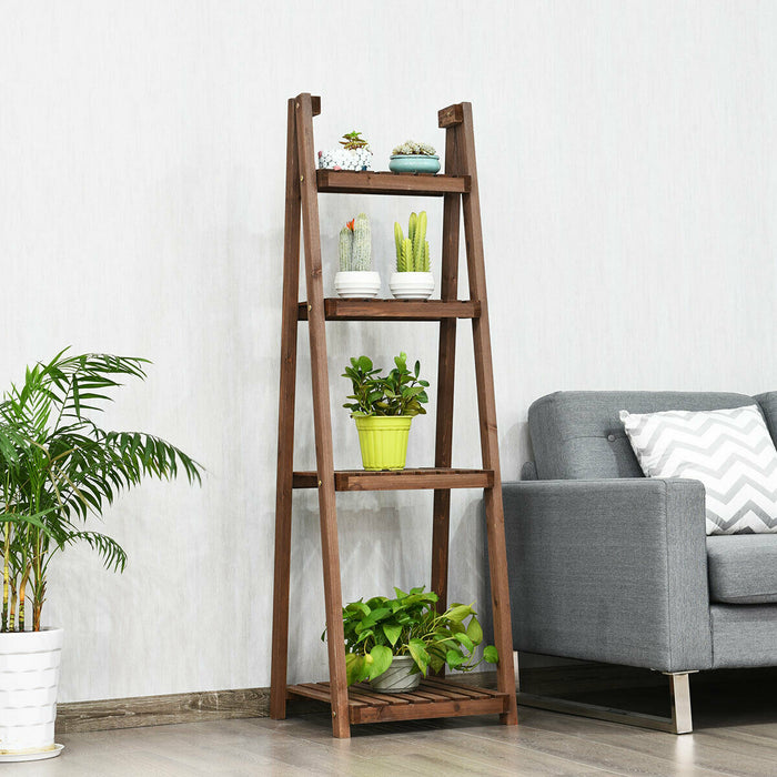Wooden 4-Tier Folding Stand - Plant and Display Stand, Space-Saving Design - Ideal for Indoor and Outdoor Use, Plant Display Solution