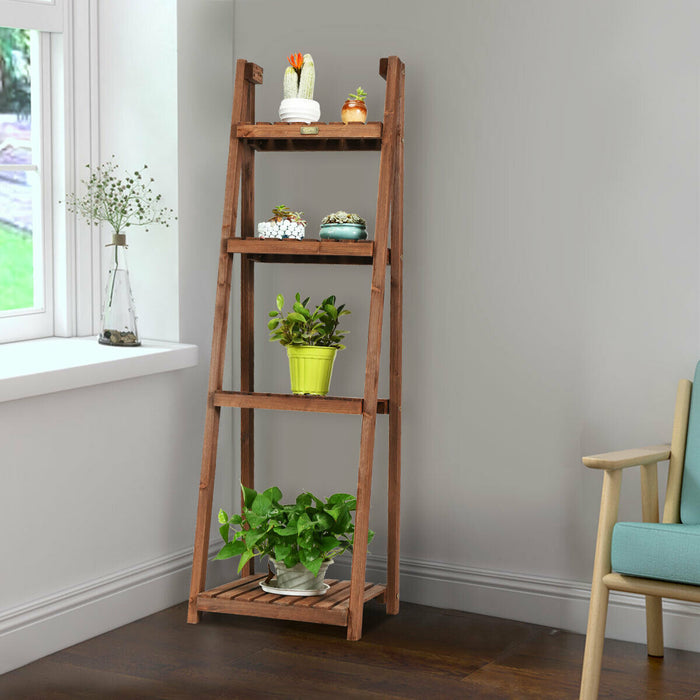 Wooden 4-Tier Folding Stand - Plant and Display Stand, Space-Saving Design - Ideal for Indoor and Outdoor Use, Plant Display Solution