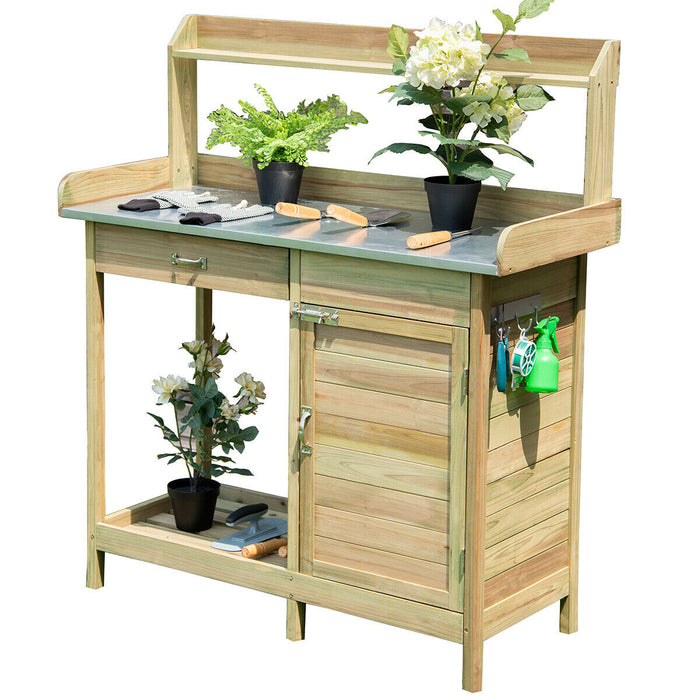 Garden Essentials - Potting Bench with Convenient Drawer and Hidden Cupboard - Ideal Solution for Avid Gardeners.