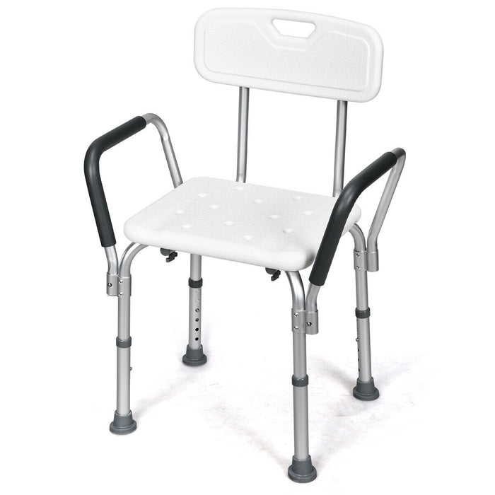 Height Adjustable Shower Seat - Bath Chair with Removable Back and Armrests - Ideal for Elderly or Disabled Individuals