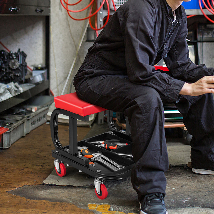 Tool Box Creations - Rolling Mechanic Stool with 150 kg Capacity and Integrated Tool Tray - Perfect Solution for Automotive Professionals and DIY Mechanics
