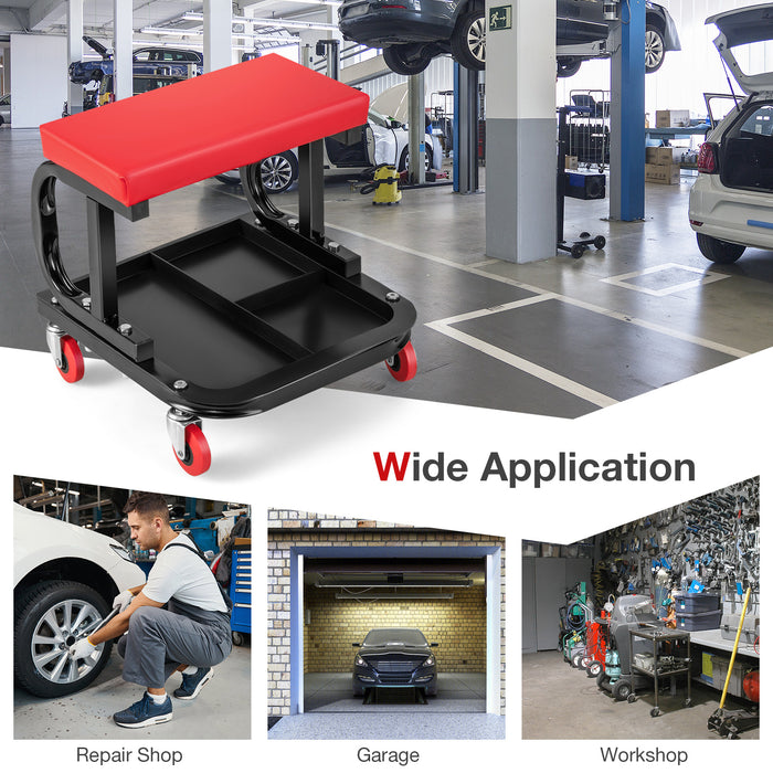 Tool Box Creations - Rolling Mechanic Stool with 150 kg Capacity and Integrated Tool Tray - Perfect Solution for Automotive Professionals and DIY Mechanics
