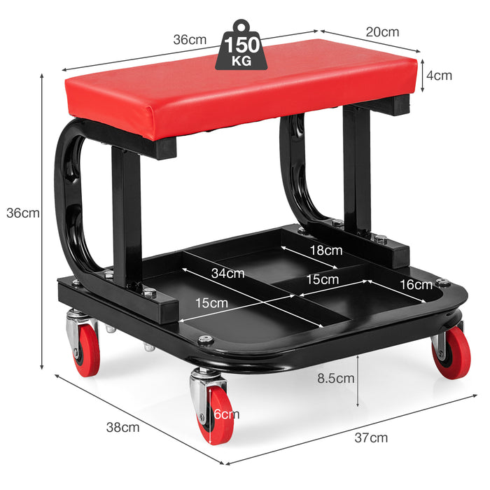 Tool Box Creations - Rolling Mechanic Stool with 150 kg Capacity and Integrated Tool Tray - Perfect Solution for Automotive Professionals and DIY Mechanics