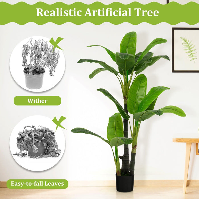 Artificial Bird of Paradise Tree - 150cm Tall, Includes Decorative Pot - Perfect for Indoor Decor and Office Spaces