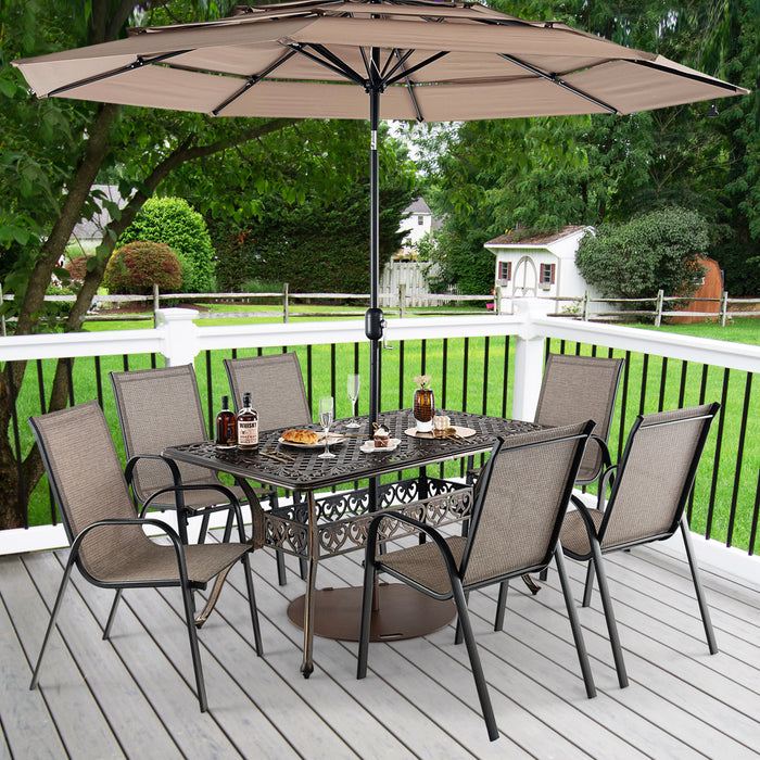 Outdoor Patio Dining Table Cast Aluminum, 150 cm - Weather-Resistant Furniture with Umbrella Hole - Perfect for Outdoor Dining and Garden Parties