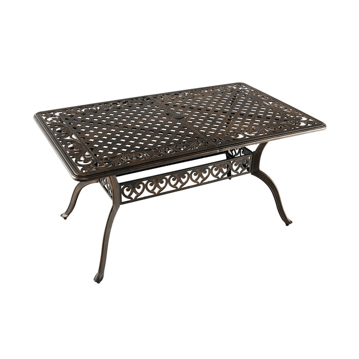 Outdoor Patio Dining Table Cast Aluminum, 150 cm - Weather-Resistant Furniture with Umbrella Hole - Perfect for Outdoor Dining and Garden Parties