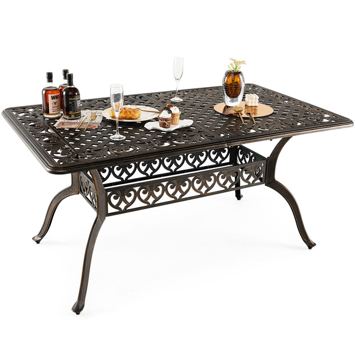 Outdoor Patio Dining Table Cast Aluminum, 150 cm - Weather-Resistant Furniture with Umbrella Hole - Perfect for Outdoor Dining and Garden Parties