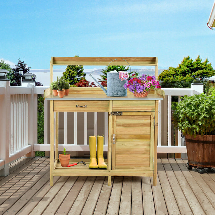 Garden Essentials - Potting Bench with Convenient Drawer and Hidden Cupboard - Ideal Solution for Avid Gardeners.