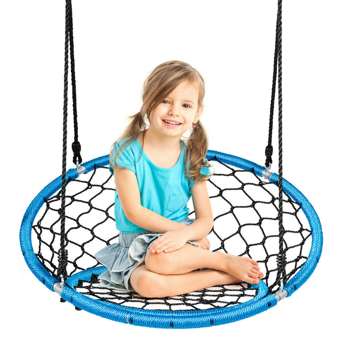 Blue Tree Swing Set - Web Net Hanging Chair Design - Ideal for Outdoor Relaxation and Fun