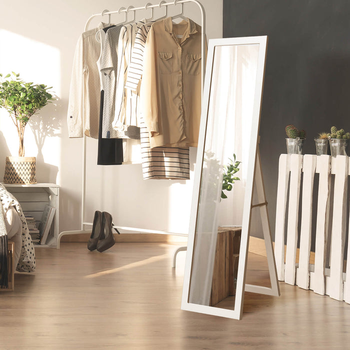Universal Wood Framed Mirror - 153 x 37 cm Full Length Rectangular Design in White - Ideal for Home Dressing and Styling Needs