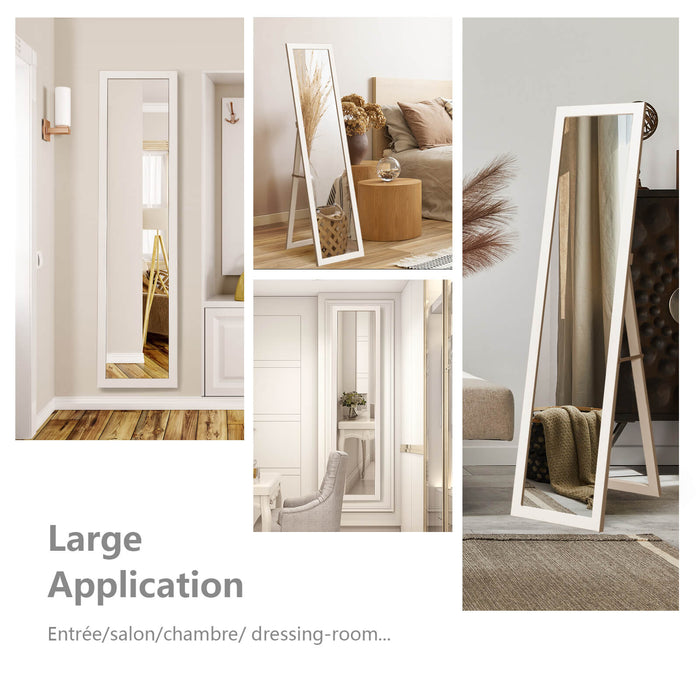 Universal Wood Framed Mirror - 153 x 37 cm Full Length Rectangular Design in White - Ideal for Home Dressing and Styling Needs