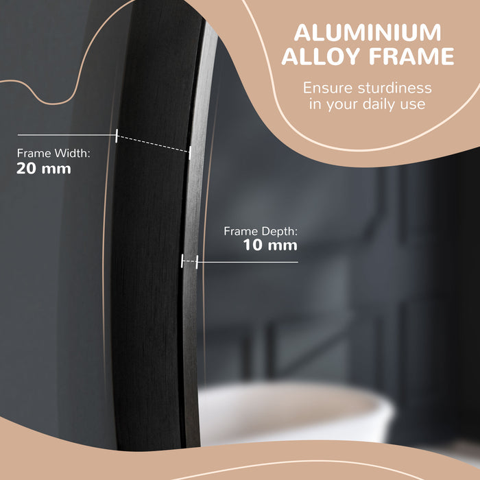 Aluminium-Framed Round Mirror - Contemporary Black Wall-Mounted Makeup Mirror for Bathroom or Living Room - Stylish Decor Enhancing Visual Space for Homes
