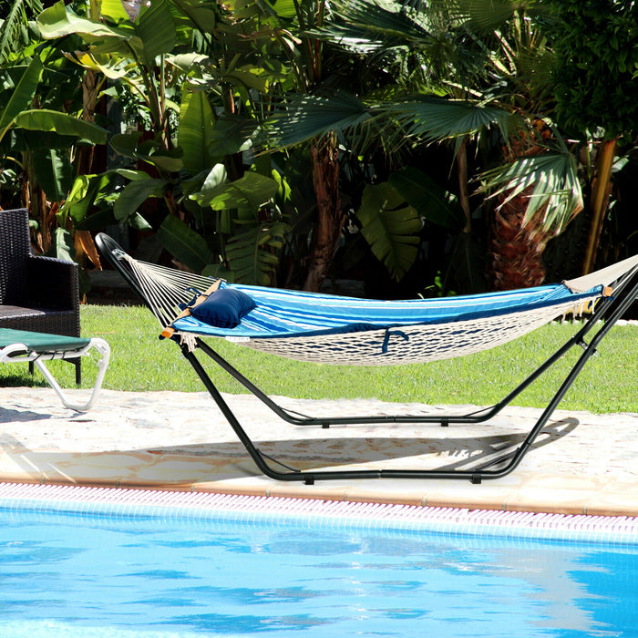 Hammock Swing Lounger - Steel Frame Stand for Stability and Durability - Ideal for Outdoor Relaxation and Leisure Time