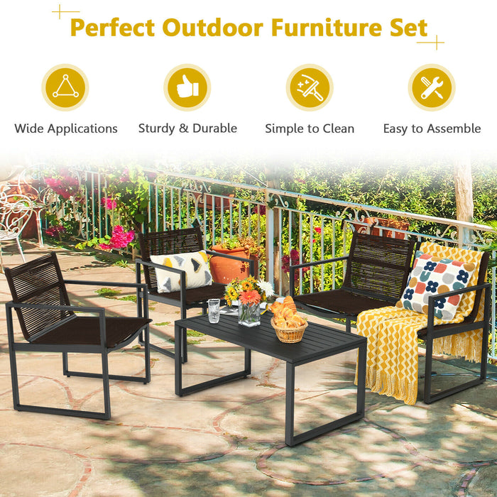 Patio Furniture Set - 4 Piece with Loveseat, Single Chairs, and Table - Perfect Outdoor Seating Solution for Homes and Gardens