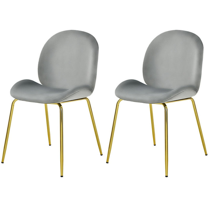 Velvet Dining Chair Set - Beige Chairs with Golden Steel Finished Legs - Ideal for Elegant Dining Spaces