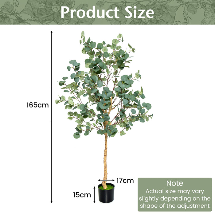 Artificial Eucalyptus Tree - 1.4/1.65m Tall with Silver Dollar Leaves - Ideal Decor for Indoor Spaces and Events