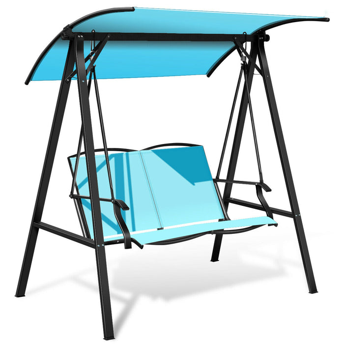 Garden Swing Seat - Outdoor, Adjustable Canopy, Turquoise Color - Ideal for Patio and Backyard Relaxation