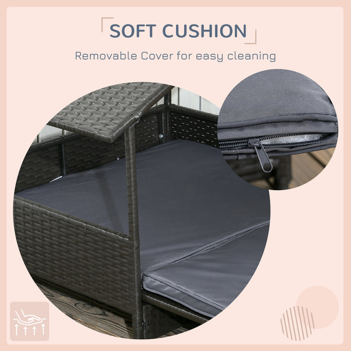 Extendable Elevated Canine Lounger - Rattan Pet Abode with Water-Resistant Top, Detachable Plush Padding - Ideal for Small to Medium Dogs in Stylish Grey