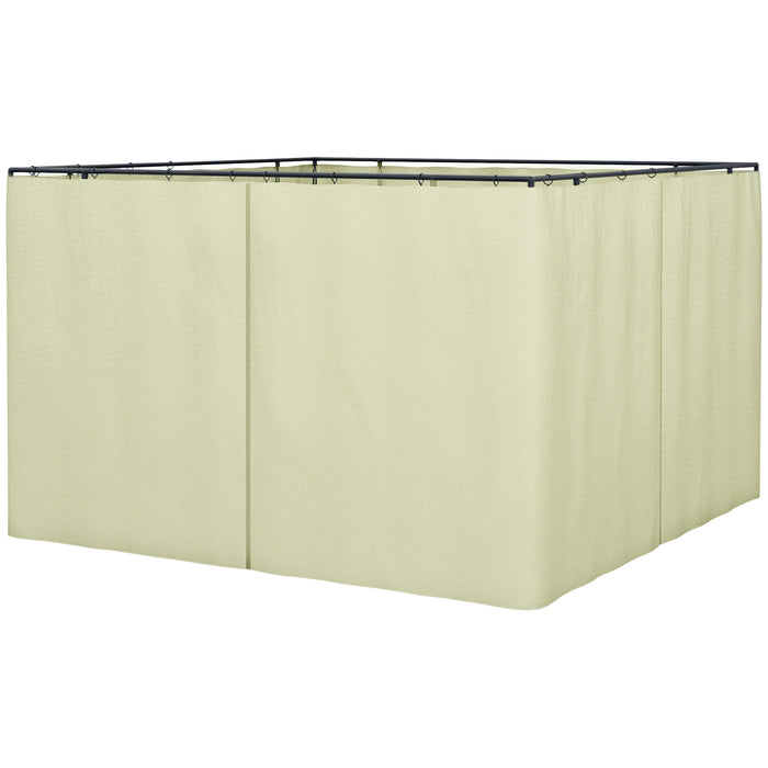 Replacement 4-Panel Gazebo Sidewalls with Zipper - Fits 3x3m Canopy Tents, Beige Color - Ideal for Outdoor Privacy and Shelter