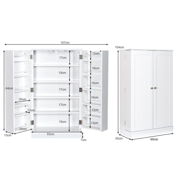 Two-Door Storage Unit - Pantry Cabinet with Six Adjustable Shelves - Ideal for Organised Kitchen Storage Solutions
