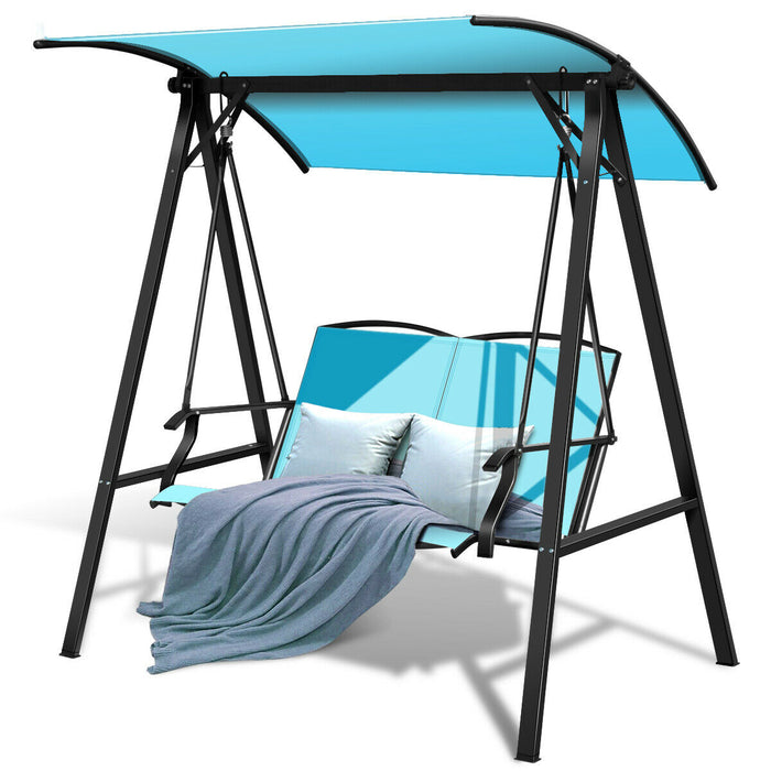 Garden Swing Seat - Outdoor, Adjustable Canopy, Turquoise Color - Ideal for Patio and Backyard Relaxation