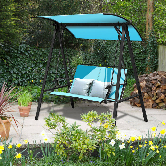 Garden Swing Seat - Outdoor, Adjustable Canopy, Turquoise Color - Ideal for Patio and Backyard Relaxation
