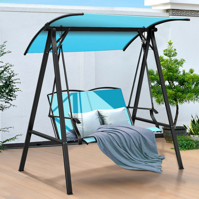 Garden Swing Seat - Outdoor, Adjustable Canopy, Turquoise Color - Ideal for Patio and Backyard Relaxation