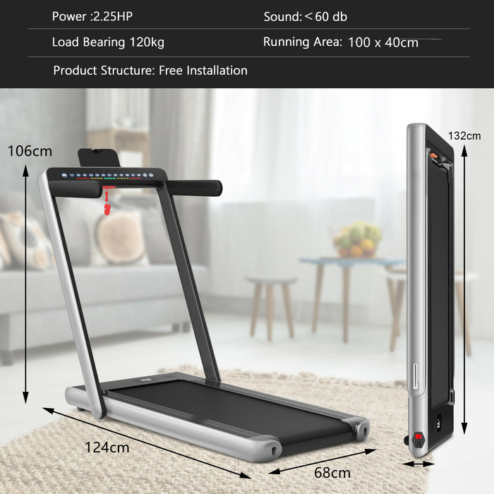 Electric Folding Treadmill 1-12KM/H - Black, Bluetooth Enabled - Ideal for Indoor Fitness and Cardio Workout