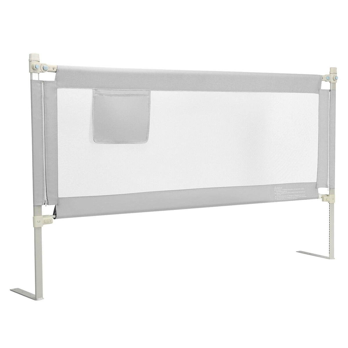 Infant Safety Guardrail - 175cm Bed Barrier with Anti-Collision Cotton and Side Pocket in Grey - Designed for Child Protection and Convenience