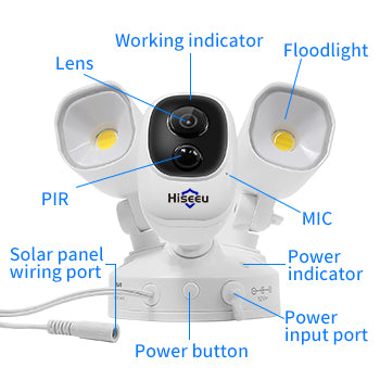 Hiseeu Solar Floodlight Camera - Wireless Security Camera, 12000mAh Rechargeable Batteries, High Brightness LED, Color Night Vision, IP66 Waterproof, 1080P, Motion Detection, 2-Way Audio, Cloud Storage - Ideal for Outdoor Security and Surveillance