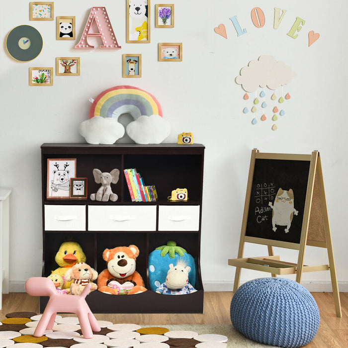 Wooden Storage Cabinet - Children's Brown Cabinet for Toy Organisation - Perfect for Kids Room Storage Solutions