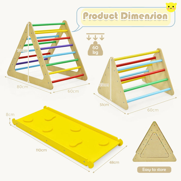 3 in 1 Climbing Toy Set - Includes Two Triangle Ladders and Double-Sided Ramp in Bright Colours - Perfect for Active Kids Seeking Fun and Adventure