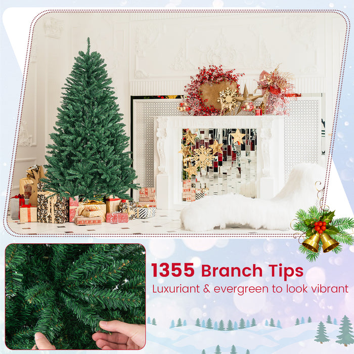 180/225cm Model - Artificial Christmas Tree with PVC Branch Tips, 6 ft Tall - Perfect for Indoor Christmas Decorations