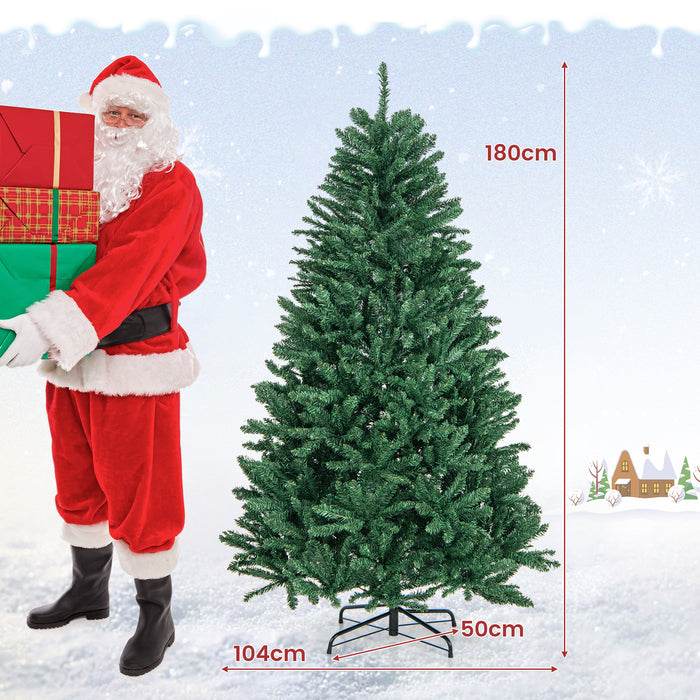 180/225cm Model - Artificial Christmas Tree with PVC Branch Tips, 6 ft Tall - Perfect for Indoor Christmas Decorations