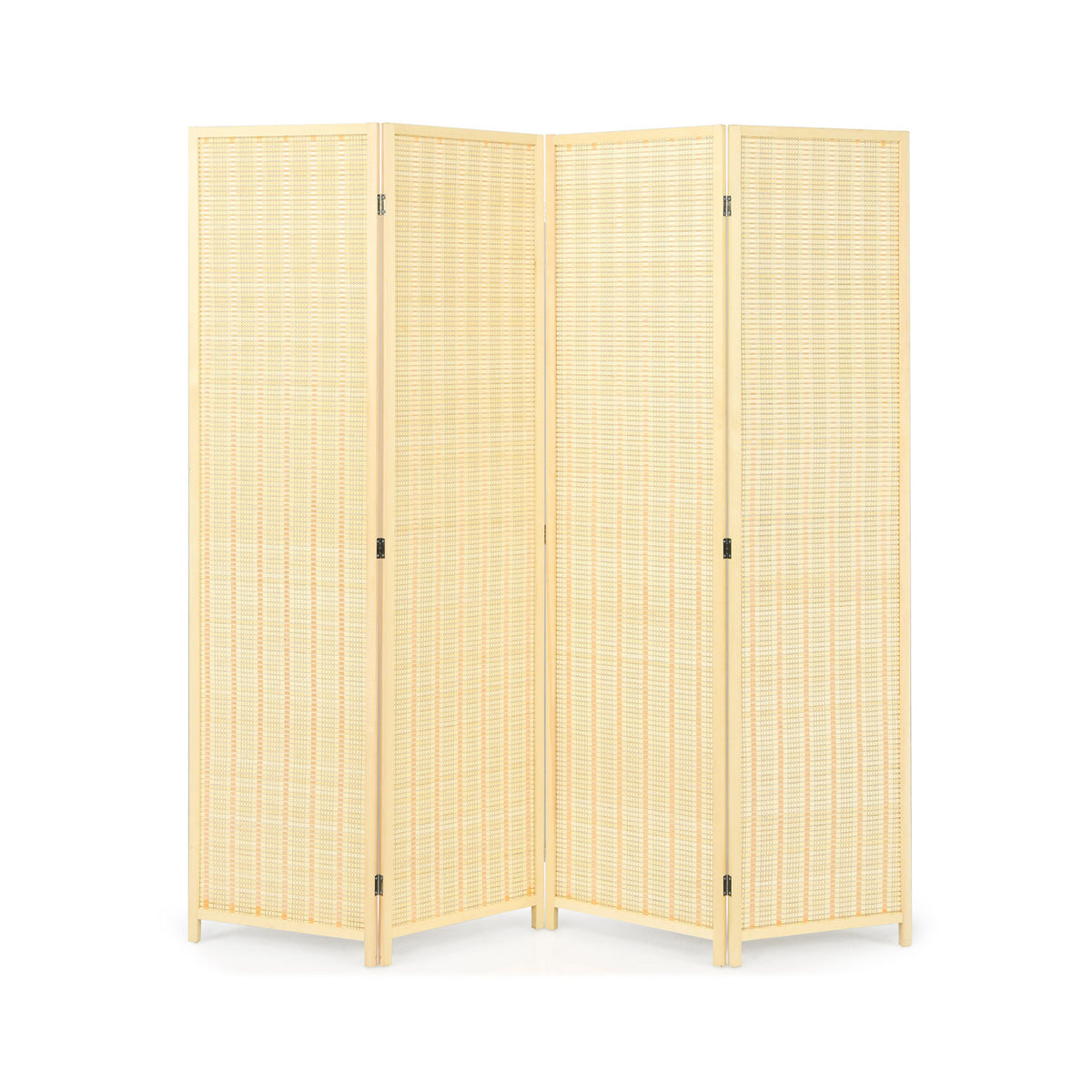 Portable 4-Panel Screen - Room Divider in Natural Colour - Ideal for Creating Privacy and Separating Spaces