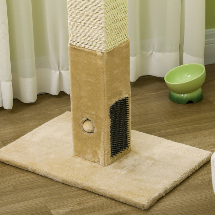 Cat Scratching Post with Jute Fiber and Carpet Base - Includes Playful Hanging Toy - Ideal for Feline Scratching and Exercise, Beige Color