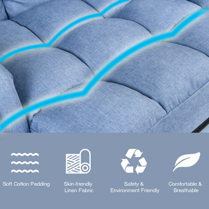 Lazy Chair - Adjustable Folding Floor Chair with Pillow in Blue - Ideal for Leisure, Relaxation and Comfort