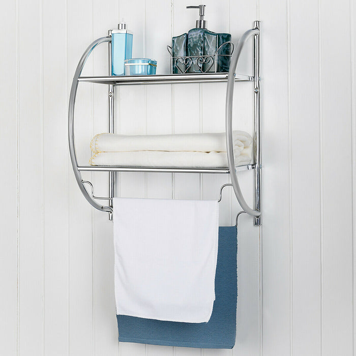 WallPro - Bathroom Shelves with Towel Holder, Wall Mounted - Ideal for Organizing Bathroom Accessories