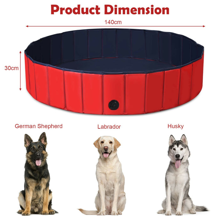 Large Dog Pool, 140cm, Collapsible - Anti-slip Bottom, Blue Color - Perfect For Keeping Pets Cool in Summer