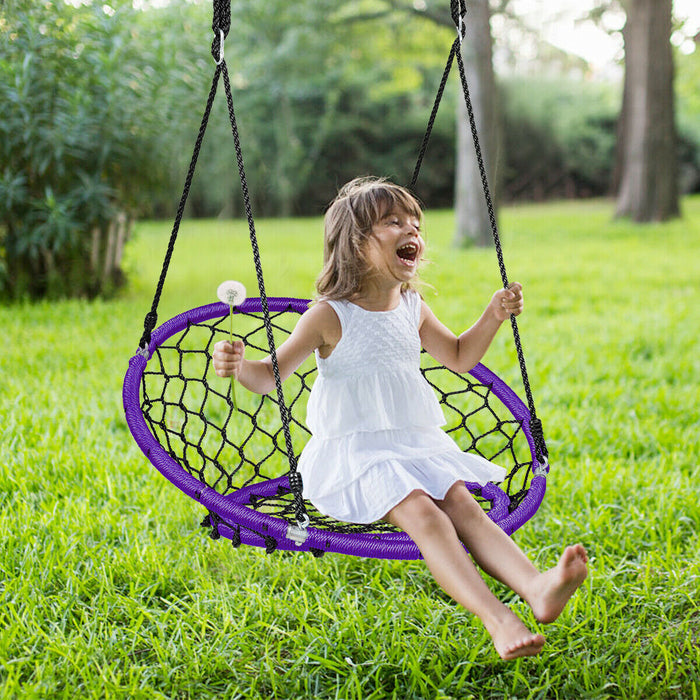 Blue Tree Swing Set - Web Net Hanging Chair Design - Ideal for Outdoor Relaxation and Fun