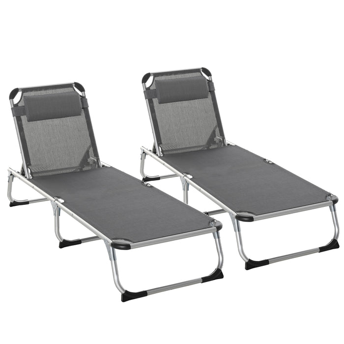 Foldable Sun Lounger with Pillow - 5-Level Adjustable Recliner, Aluminium Camping Bed - Ideal for Outdoor Relaxation and Comfort