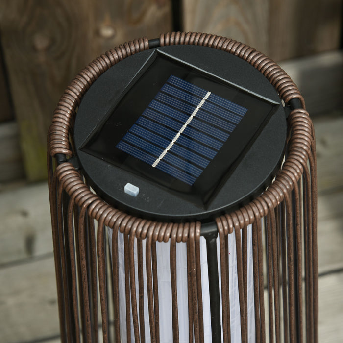 PE Rattan Solar Lantern - Outdoor Woven Resin Wicker Garden Light with Auto On/Off - Solar Powered, Weather-Resistant Decor for Patio and Yard