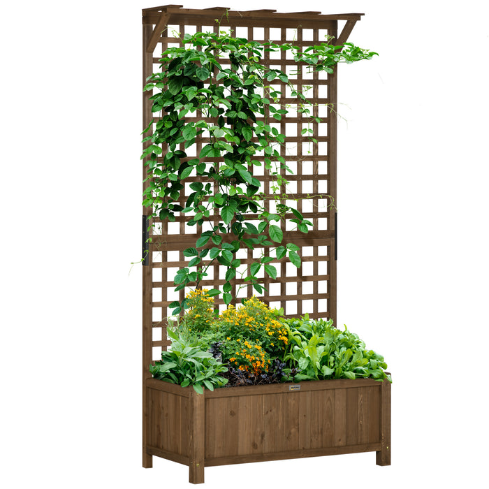 Raised Garden Bed with Climbing Trellis - Wood Planter for Vine Plants, Backyard Privacy Screen - Ideal for Patio, Deck, Coffee Corner Outdoor Ambiance