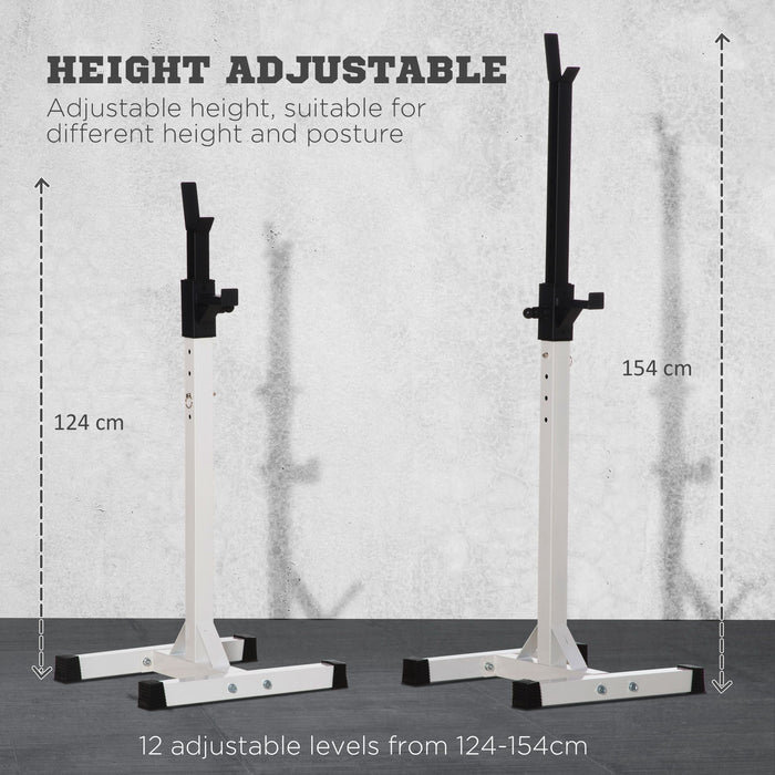 Heavy Duty Barbell Squat Stand - Adjustable Spotter Rack for Weightlifting - Ideal for Home Gyms and Fitness Enthusiasts
