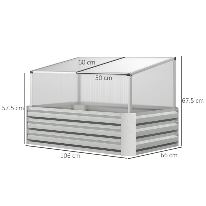 Galvanised Raised Garden Beds with Mini Greenhouse - Outdoor Planters with Cold Frame for Climate Control - Ideal for Growing Herbs and Vegetables