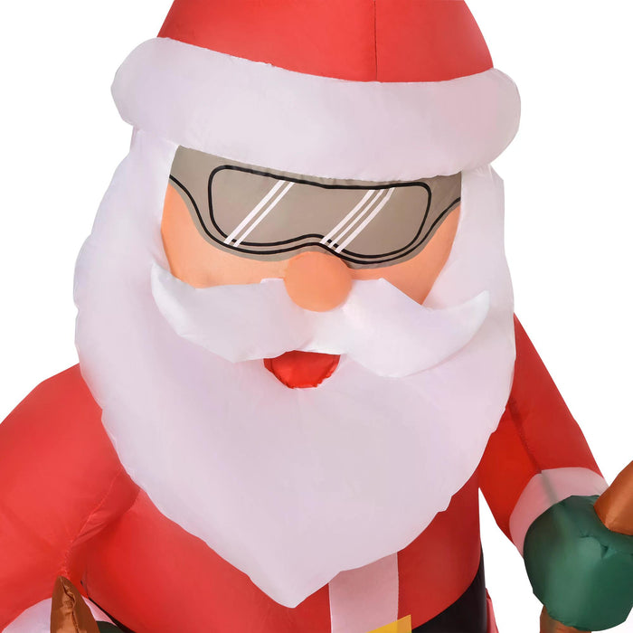 Santa Claus Skiing Inflatable - 4ft Tall Christmas Outdoor Display - Effortless Install for Festive Yard Decor